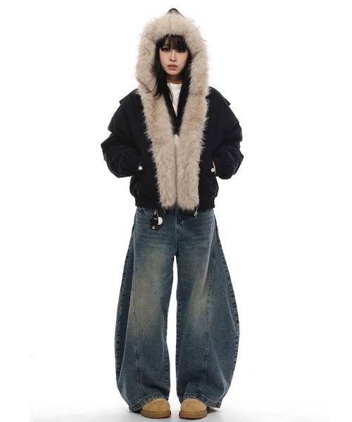 mushwear（マッシュウェア） ブルゾン アウター フェイクファーフード