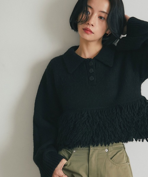 ARVELLIA ニット セーター TEXTURED PEPLUM KNIT レディース