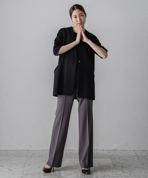 「la.f…」 スラックス 9号 チャコールグレー レディース_画像3