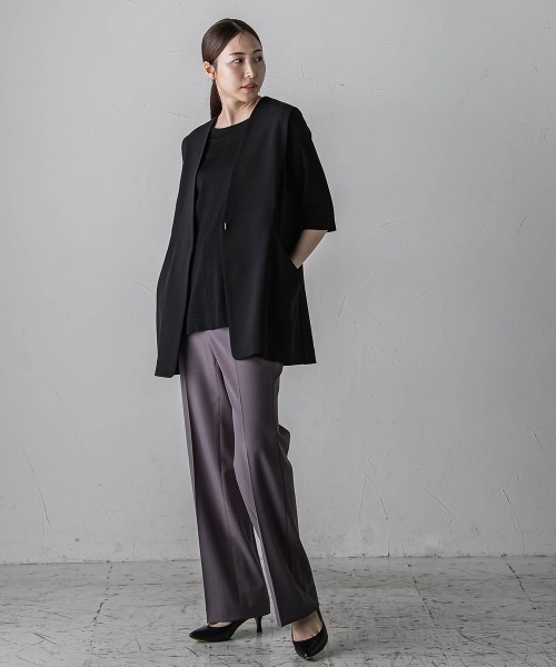 「la.f…」 スラックス 9号 チャコールグレー レディース_画像5