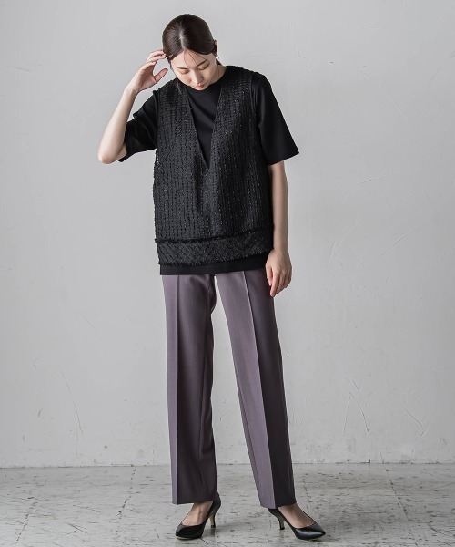 「la.f…」 スラックス 9号 チャコールグレー レディース_画像9