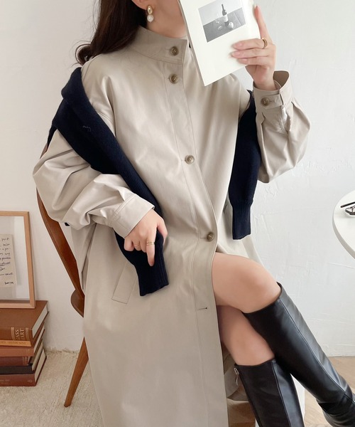 「classicalelf」 トレンチコート SMALL グレイッシュベージュ レディース_画像4