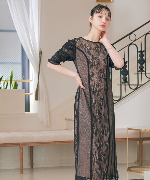 「niana」 長袖ワンピース M ブラウン レディース_画像4