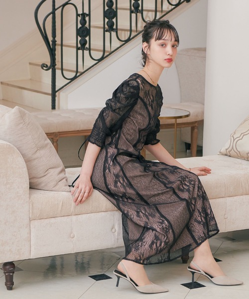 「niana」 長袖ワンピース M ブラウン レディース_画像8