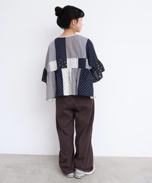 latelier du savon エプロンパッチワークブラウス l'atelier du savon（アトリエドゥサボン） ブラウス シャツ little