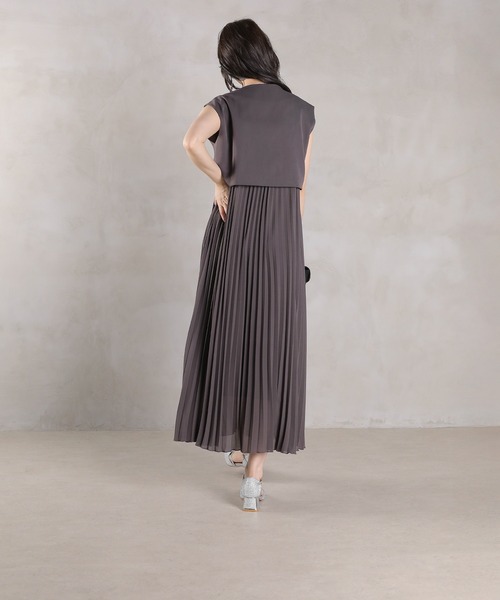Kana ドレス プリ―ツ Aライン ワンピース ジレ ジャケット 2点セット