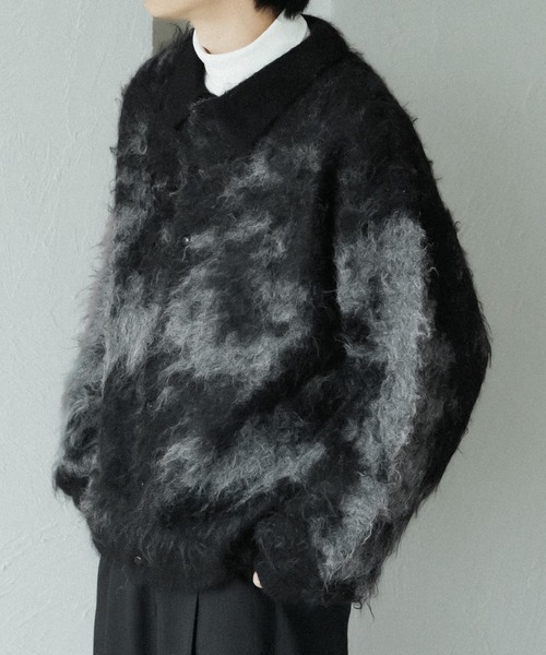 「epnok」 ニットカーディガン MEDIUM ブラック メンズ_画像4