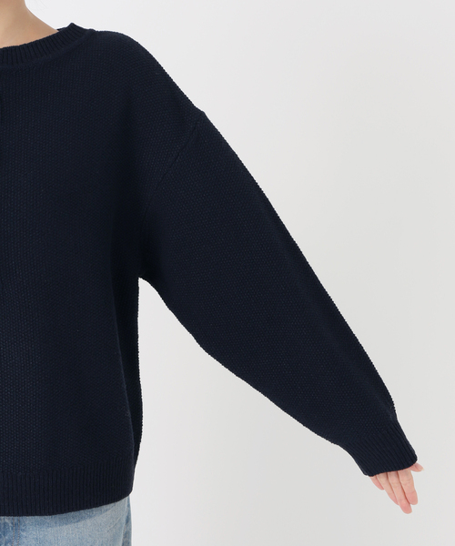 FRAMeWORKフレームワーク　カノコ2WAYヘンリーニット　ネイビー　フリー フレームワーク FRAMeWORK ≪追加予約 / 新色≫カノコ2WAYヘンリー