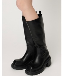SLY（スライ） ブーツ 「美脚チートブーツ」SQUARE TOE KNEE BOOTS
