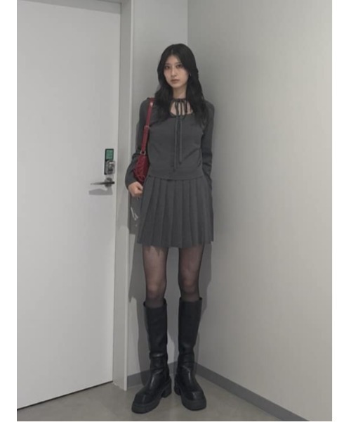SLY（スライ） ブーツ 「美脚チートブーツ」SQUARE TOE KNEE BOOTS