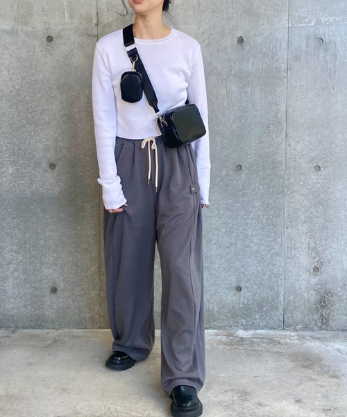 「ISOOK」 イージーパンツ FREE チャコールグレー レディース_画像8