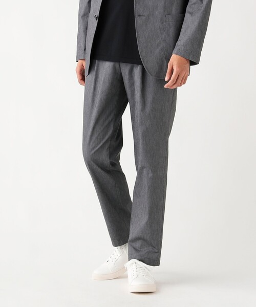 スラックス 麻ブレンド ストレッチ 1プリーツ スラックス 26SS（セットアップ対応） メンズ