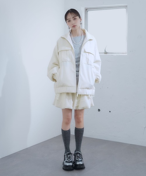 HARE（ハレ） ブルゾン アウター レースデザインミドルブルゾン(HARE
