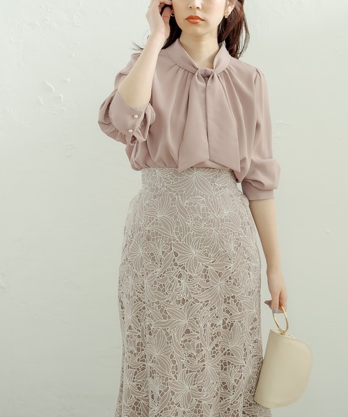 「natural couture」 長袖ブラウス FREE グレイッシュベージュ レディース_画像4