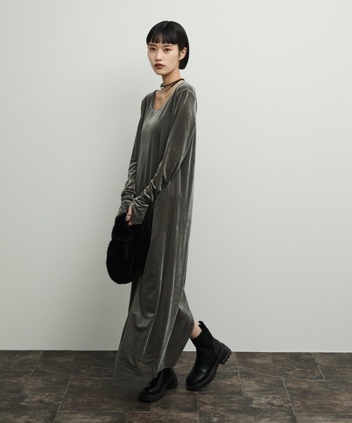 「Shelly island」 長袖ワンピース FREE ブラック レディース_画像5