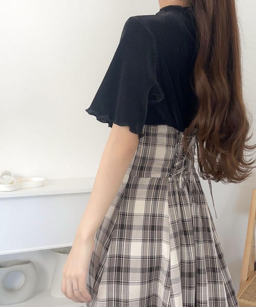 「mily bilet」 半袖ワンピース X-LARGE ブラック レディース_画像4