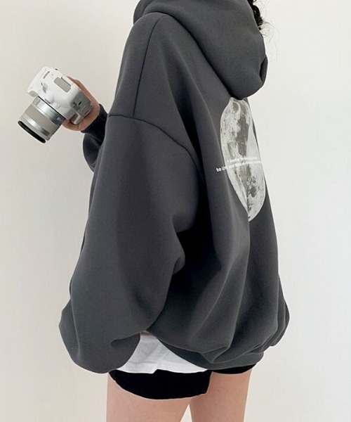 「SHEENA」 プルオーバーパーカー M チャコールグレー レディース_画像4