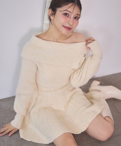 「one after another NICE CLAUP」 ニットワンピース MEDIUM 杢グレー レディース_画像4