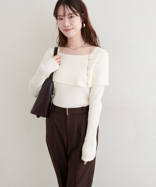 natural couture 「natural couture」 長袖ニット FREE アイボリー