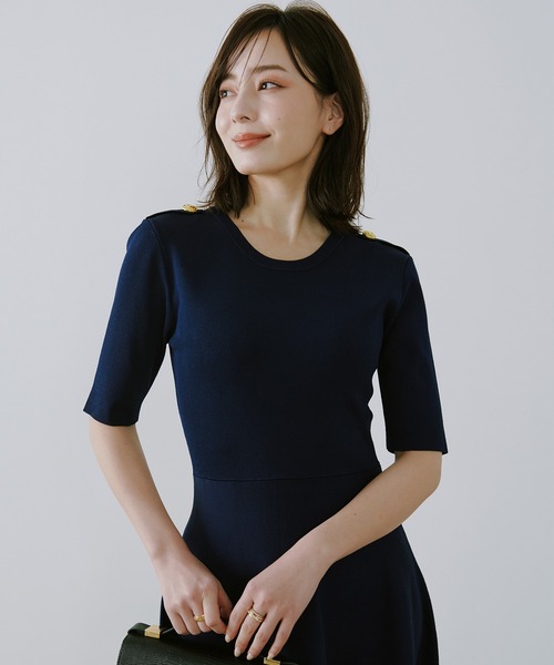 「anuans」 ニットワンピース MEDIUM ベージュ レディースの画像