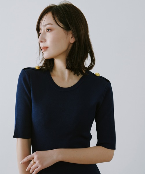 「anuans」 ニットワンピース MEDIUM ベージュ レディースの画像