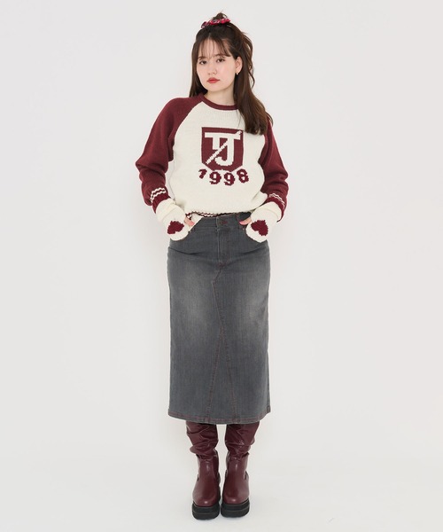 「TINA：JOJUN」 長袖ニット M レッド レディース_画像7