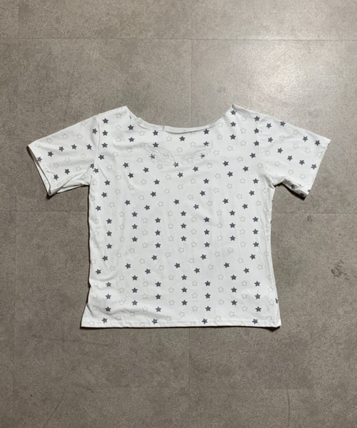 lilful tシャツ 半袖 「26年春夏新作」羽刺繍 星ドット柄 ワン