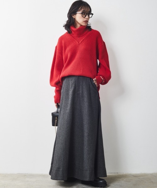 「CHIC STYLE」 フレアスカート 3L ブラウン レディース_画像7
