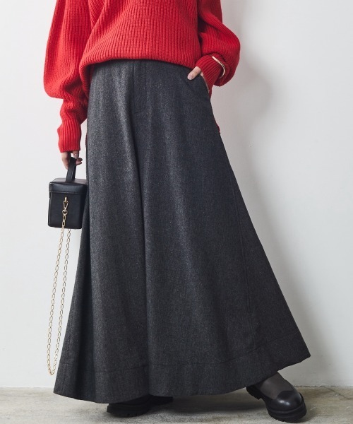「CHIC STYLE」 フレアスカート 3L ブラウン レディース_画像8