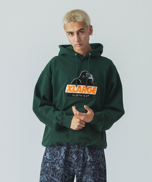 「XLARGE」 プルオーバーパーカー X-LARGE グリーン メンズ_画像8