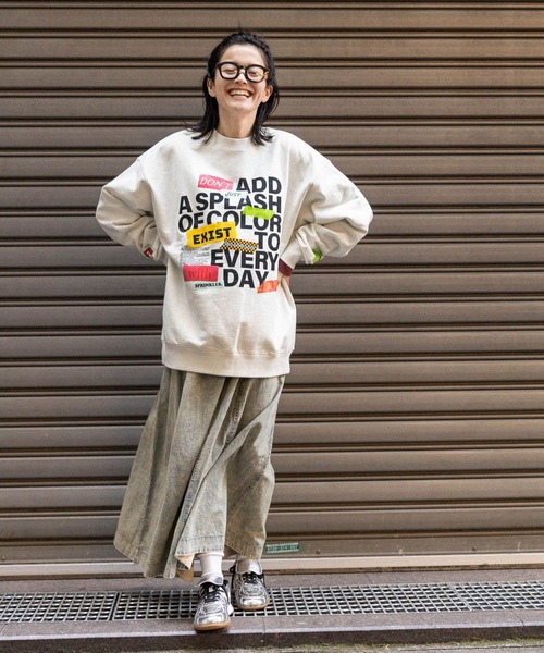「Fishs Eddy」 スウェットカットソー MEDIUM ブラック レディース_画像2