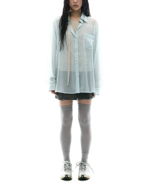 ブラウス シャツ 夏 「OJOS」Graphic Sheer Shirts / 「オホス