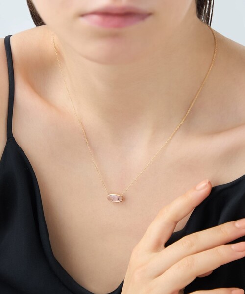 ネックレス 「デュー」 K18YG ローズクォーツ ネックレス レディースの画像