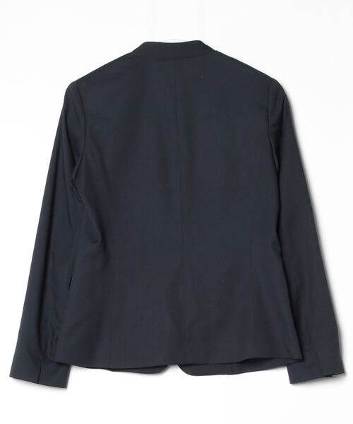 「INED CLARO」 ノーカラージャケット 9号 ネイビー レディース_画像2