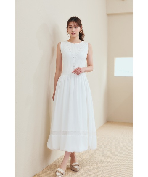 美品♡定価3.7万　フリリードッキングチュニックワンピース　白 Her lip to ワンピース Eyelet Knit Docking Dress : ZOZOTOWN Yahoo