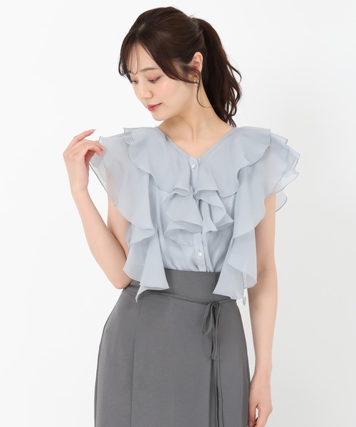 「31 Sons de mode」 ノースリーブブラウス フリ- グリーン レディース_画像10
