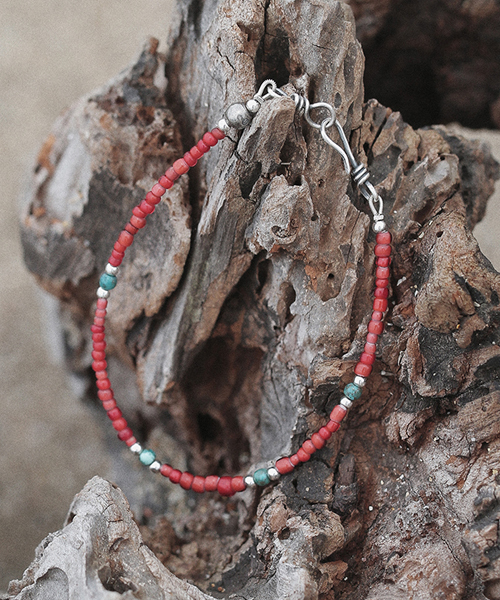 SunKu（サンク） ブレスレット Small Beads Bracelet-RED メンズ