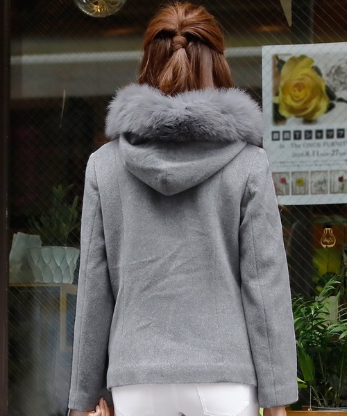 ElegChic ダッフルコート コート マルチウェイダッフルショートコート