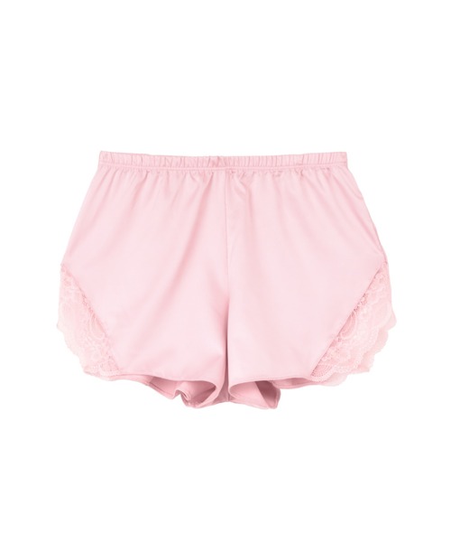 RAVIJOUR ルームウェア ピンク RAVIJOUR パジャマ ルームウェア レーシーサテン ショートパンツ