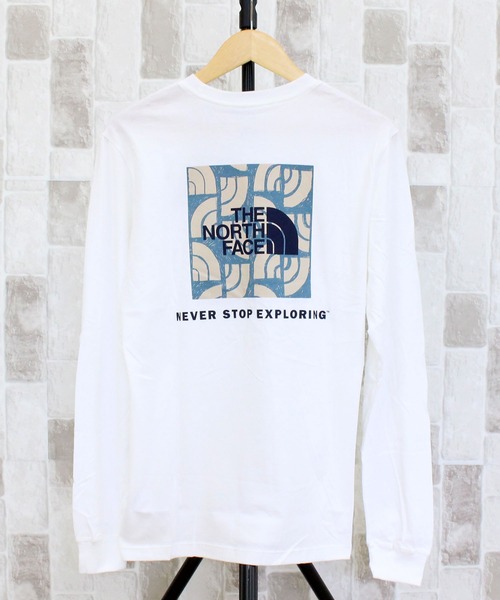 海外限定ノースフェイスチェック柄バックプリントロングTシャツ THE NORTH FACE（ザ ノースフェイス） tシャツ スクエアBOXバック