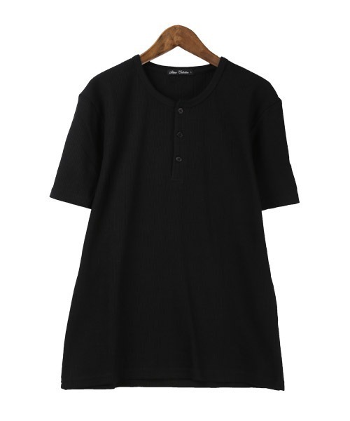 LUXSTYLE tシャツ ワッフルヘンリーネックTシャツ メンズ