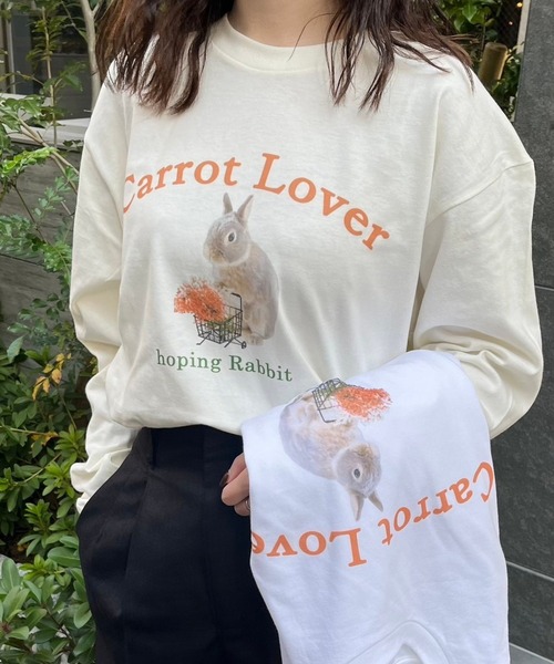 ラビット プリントトップス Tシャツ うさぎ ロング丈 半袖 ラウンドネック ストレート 透け感 かわいい 大人可愛い きれいめ シンプル カジュアル おしゃれ 楽天市場】うさぎ（Tシャツ・カットソー｜トップス