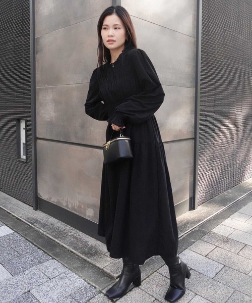 CORNERS tシャツ シャーリングロングワンピース レディース