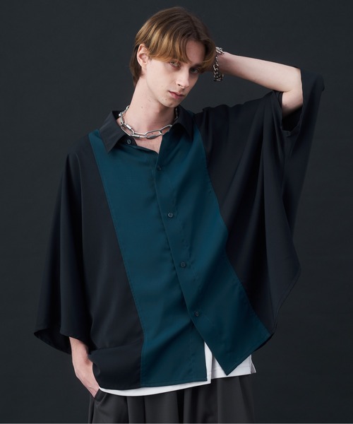 KUUUPY（クーピー） シャツ Switching Short-Sleeve Dolman Shirt