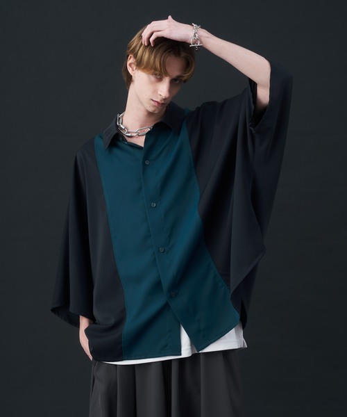 KUUUPY シャツ Switching Short-Sleeve Dolman Shirt - 切替半袖