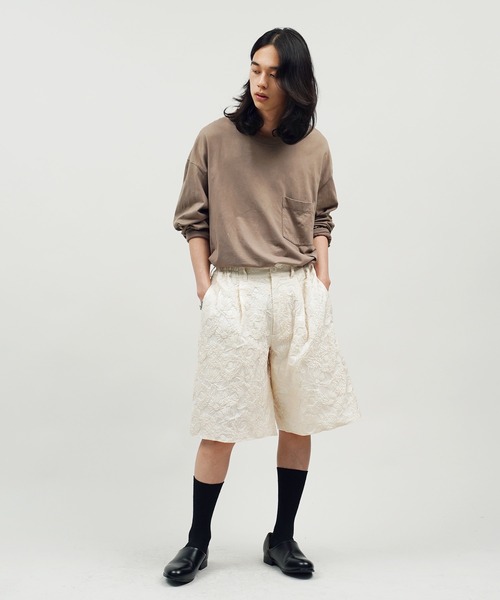 Aphlotus パンツ ふくれジャガード サイドギャザー ハーフパンツ