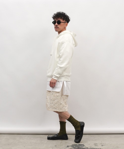 Aphlotus パンツ ふくれジャガード サイドギャザー ハーフパンツ