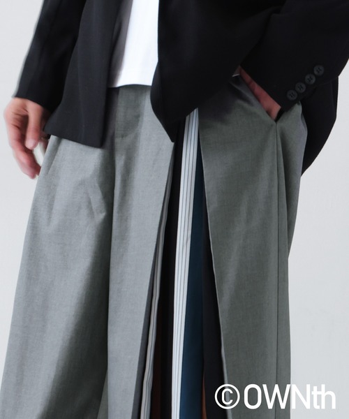 OWNth（オンス） パンツ フロントタックストライプ切替パンツ