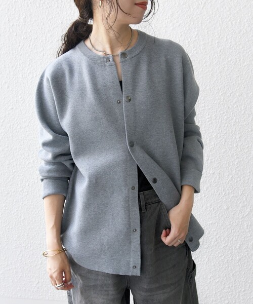 SHIPS any カーディガン any: 「手洗い可能」ミラノリブ クルーネック