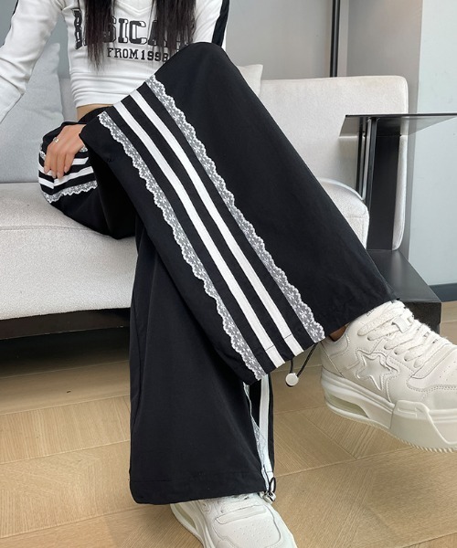 【関税込み】Pushbutton ブラック レース トラックパンツ 1am0903i-38.jpg